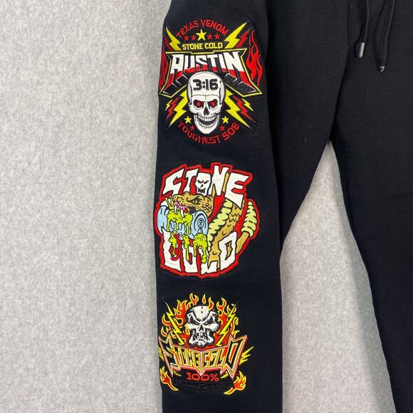 WWE Shoe Palace Mens L Stone Cold Steve Austin Black Jogger Sweatpants - Picture 5 of 12